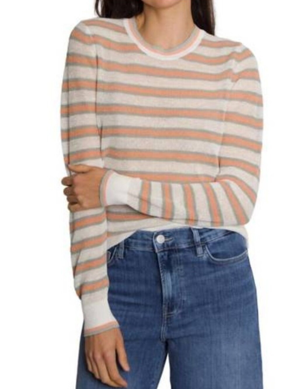 VERONICA BEARD Magellen Pullover Sweater in Orange, Sage, Off White Size Large